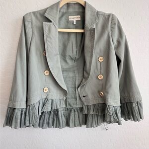 Emporio Armani Sage Ruffle Blazer